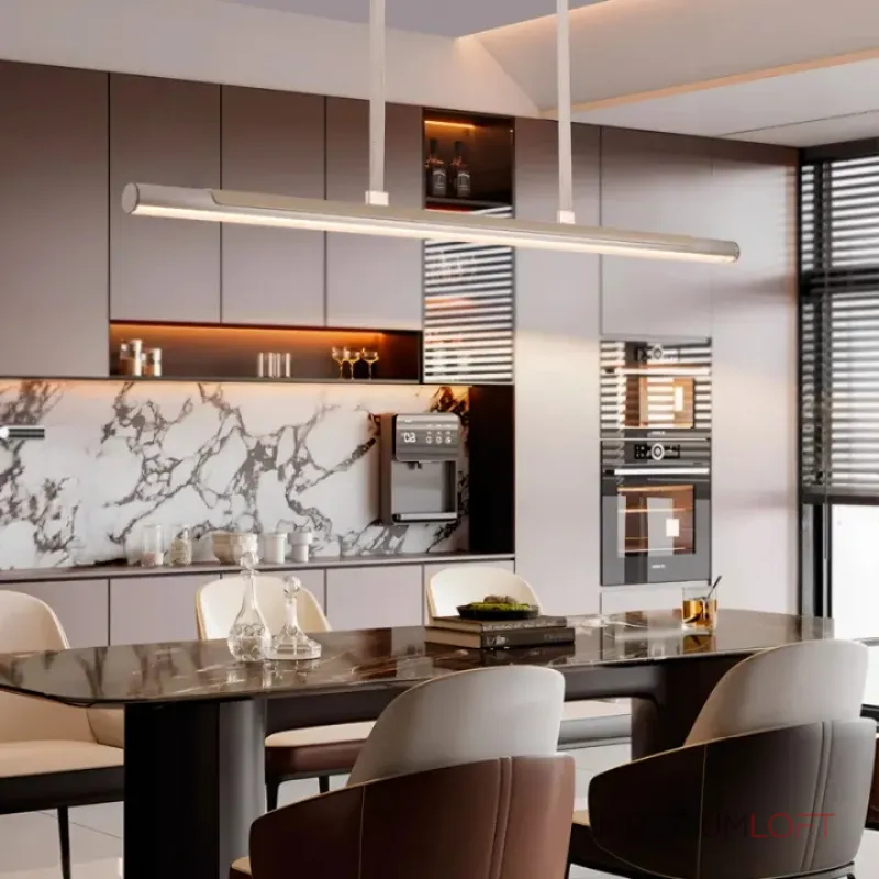 Подвесной реечный светильник с цилиндрическим корпусом на ременном подвесе BAMBI L100 от ImperiumLoft