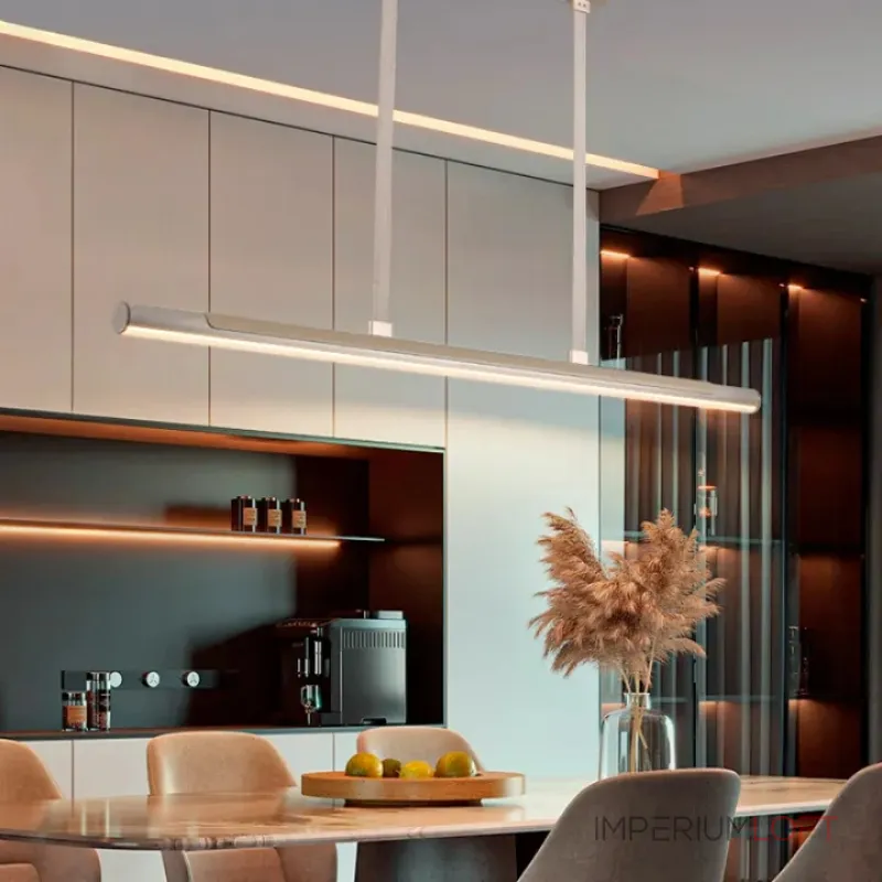 Подвесной реечный светильник с цилиндрическим корпусом на ременном подвесе BAMBI L100 от ImperiumLoft