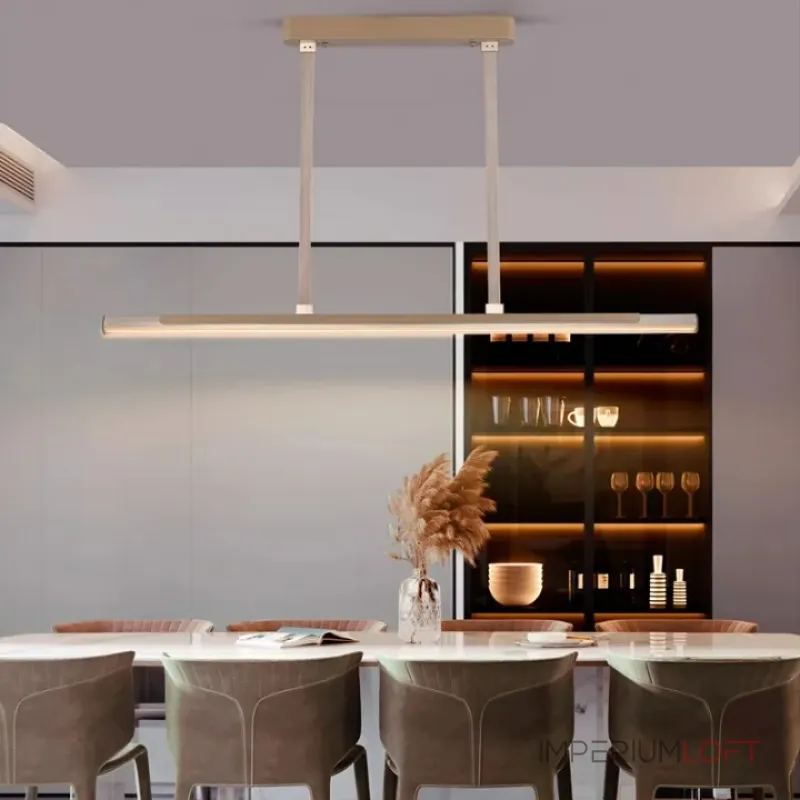 Подвесной реечный светильник с цилиндрическим корпусом на ременном подвесе BAMBI L100 от ImperiumLoft