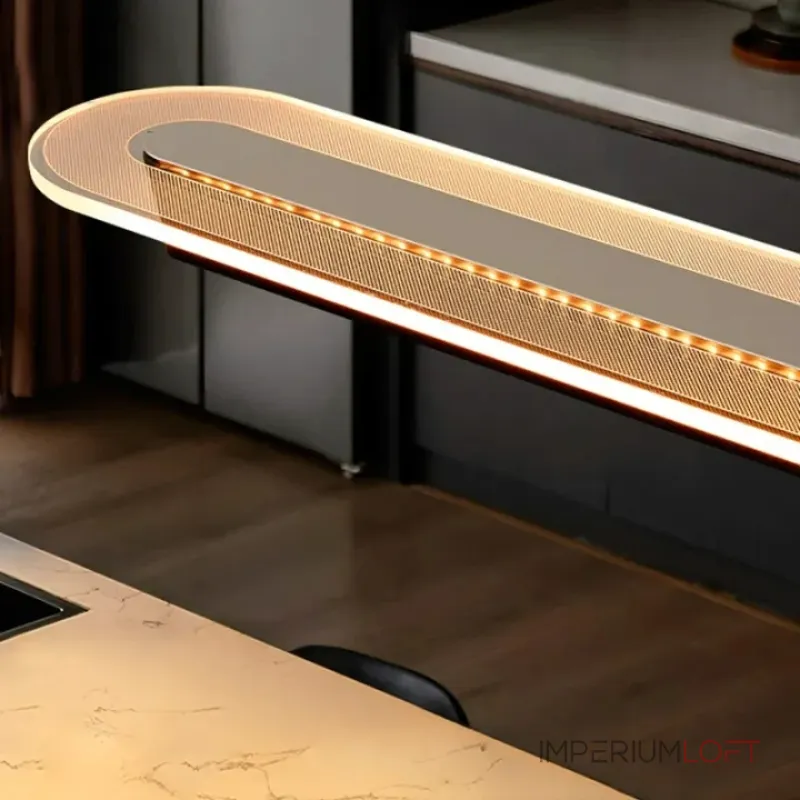 Линейный подвесной светильник с группой направленных точечных источников и плоским рассеивателем с радиусными краями FINBAR L158 от ImperiumLoft