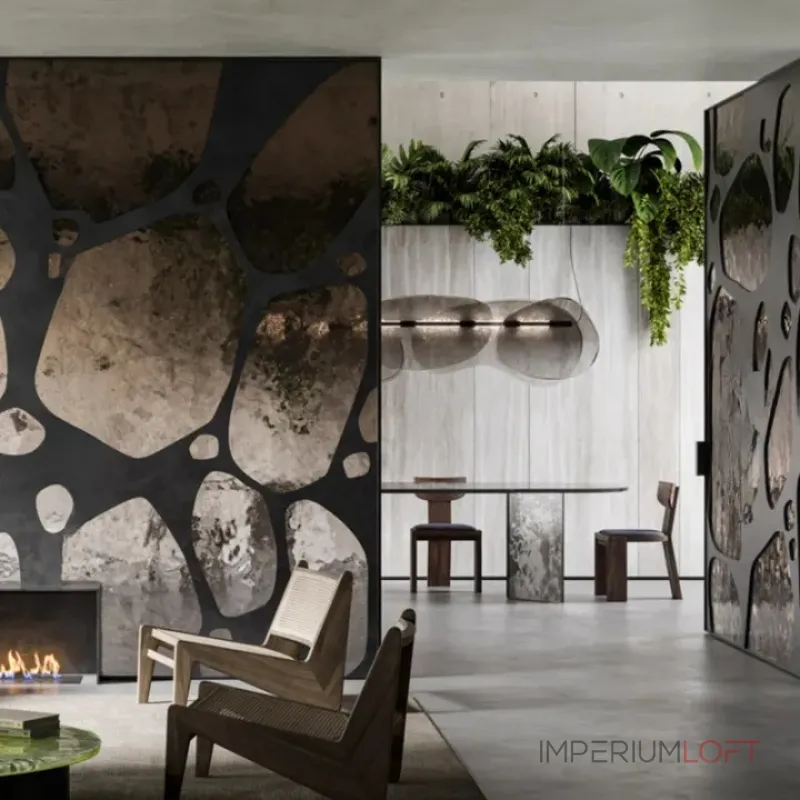 Серия светодиодных реечных светильников с двунаправленным светом и рассеивателями неправильной формы из дымчатого стекла ABEND L120 от ImperiumLoft