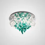 Серия потолочных люстр из подвесных элементов неправильной формы из цветного стекла на дисковом потолочном основании с точечными источниками света TIFFANI CH D100 от ImperiumLoft