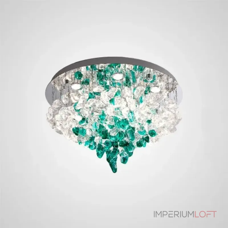 Серия потолочных люстр из подвесных элементов неправильной формы из цветного стекла на дисковом потолочном основании с точечными источниками света TIFFANI CH D100 от ImperiumLoft