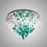 Серия потолочных люстр из подвесных элементов неправильной формы из цветного стекла на дисковом потолочном основании с точечными источниками света TIFFANI CH D100 от ImperiumLoft