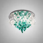 Серия потолочных люстр из подвесных элементов неправильной формы из цветного стекла на дисковом потолочном основании с точечными источниками света TIFFANI CH D60 от ImperiumLoft