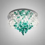 Серия потолочных люстр из подвесных элементов неправильной формы из цветного стекла на дисковом потолочном основании с точечными источниками света TIFFANI CH D80 от ImperiumLoft