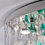 Серия потолочных люстр из подвесных элементов неправильной формы из цветного стекла на дисковом потолочном основании с точечными источниками света TIFFANI CH D100 от ImperiumLoft