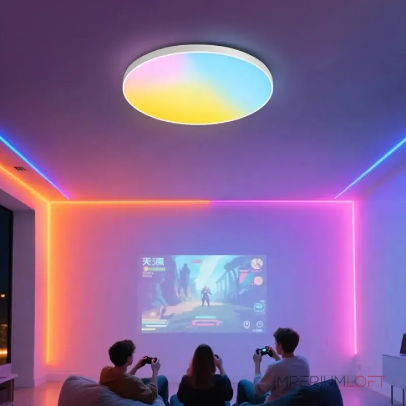 Плоский потолочный светильник с функцией имитации рассвета, заката, голубого неба и других эффектов DISC SUNSET D53 без бокового рассеивателя от ImperiumLoft