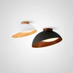 Потолочные светильники с асимметричными купольными плафонами с внутренней отделкой под дерево EDVIN White от ImperiumLoft