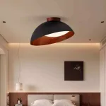 Потолочные светильники с асимметричными купольными плафонами с внутренней отделкой под дерево EDVIN Black от ImperiumLoft