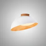 Потолочные светильники с асимметричными купольными плафонами с внутренней отделкой под дерево EDVIN White от ImperiumLoft