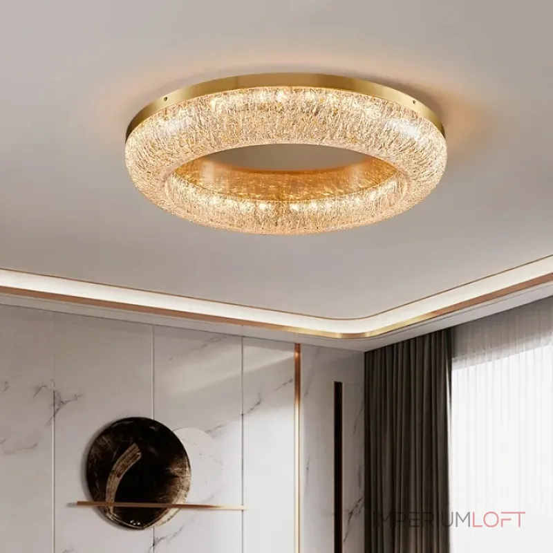 Серия кольцевых светодиодных люстр с обтекаемым рассеивателем с текстурой тающего льда NELIUS WIDE CH B P1 D80 от ImperiumLoft