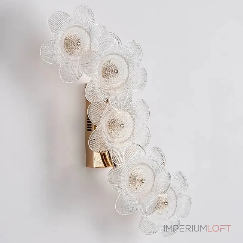 Настенный светильник с цветочной композицией из рельефного стекла на металлическом основании PAW FAB P5 ImperiumLoft