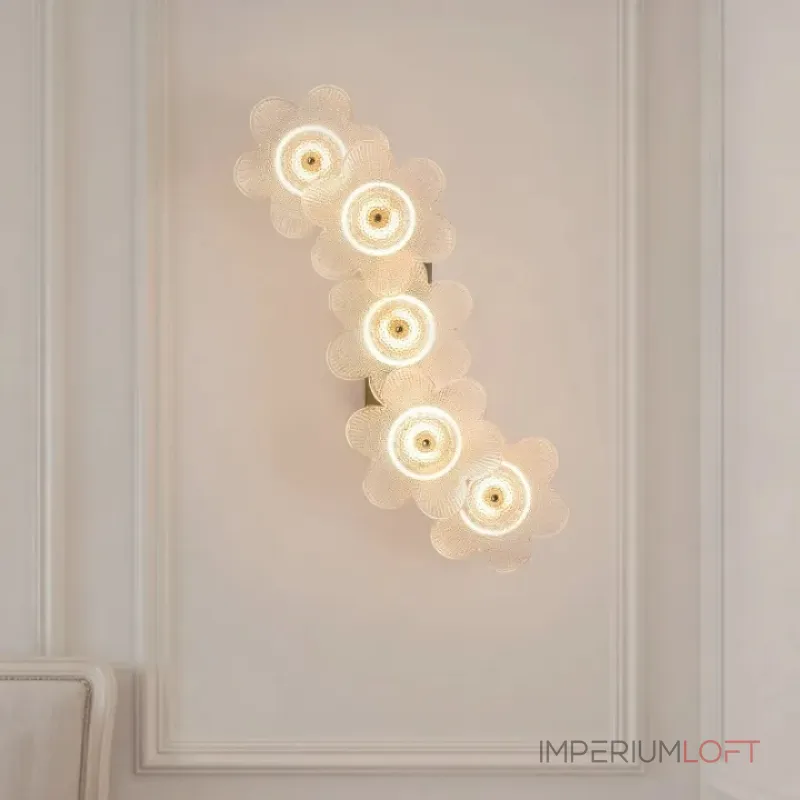 Настенный светильник с цветочной композицией из рельефного стекла на металлическом основании PAW FAB P5 ImperiumLoft