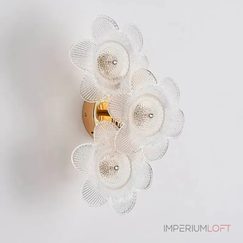 Настенный светильник с цветочной композицией из рельефного стекла на металлическом основании PAW FAB P3 ImperiumLoft