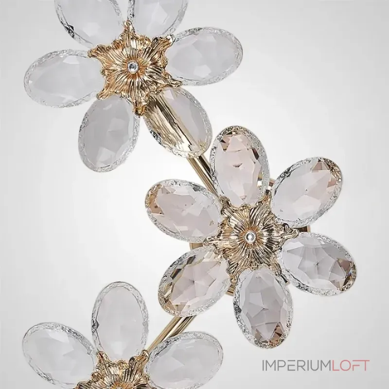 Серия настенных светильников из ограненного хрусталя в виде цветов с каркасом из металла EGEL B WALL P3 ImperiumLoft