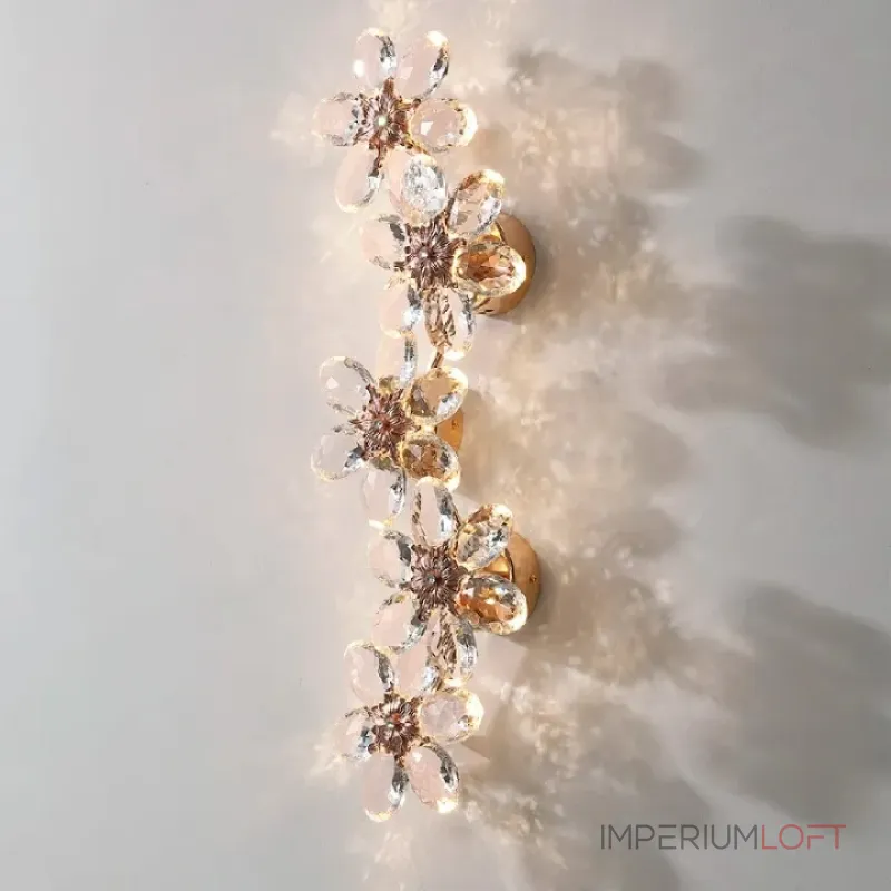 Серия настенных светильников из ограненного хрусталя в виде цветов с каркасом из металла EGEL B WALL P4 ImperiumLoft