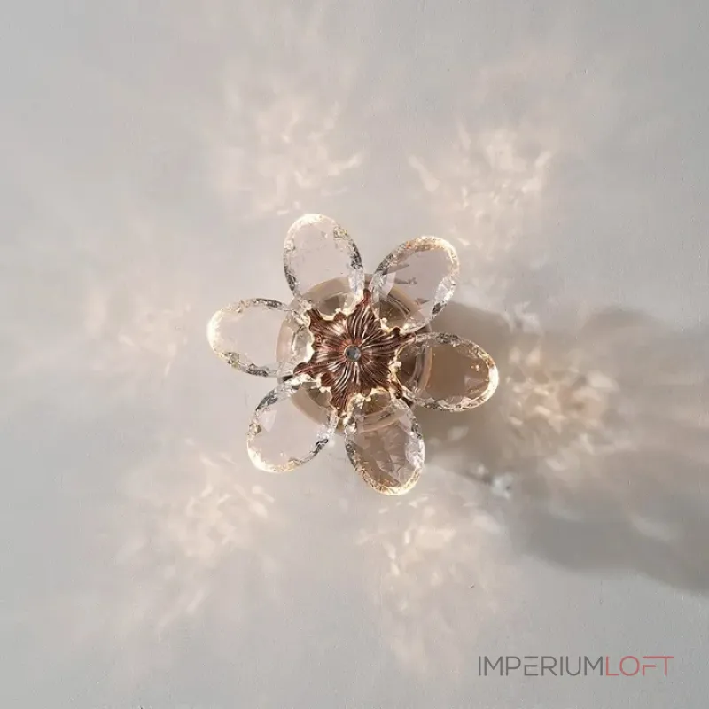 Серия настенных светильников из ограненного хрусталя в виде цветов с каркасом из металла EGEL B WALL P1 ImperiumLoft