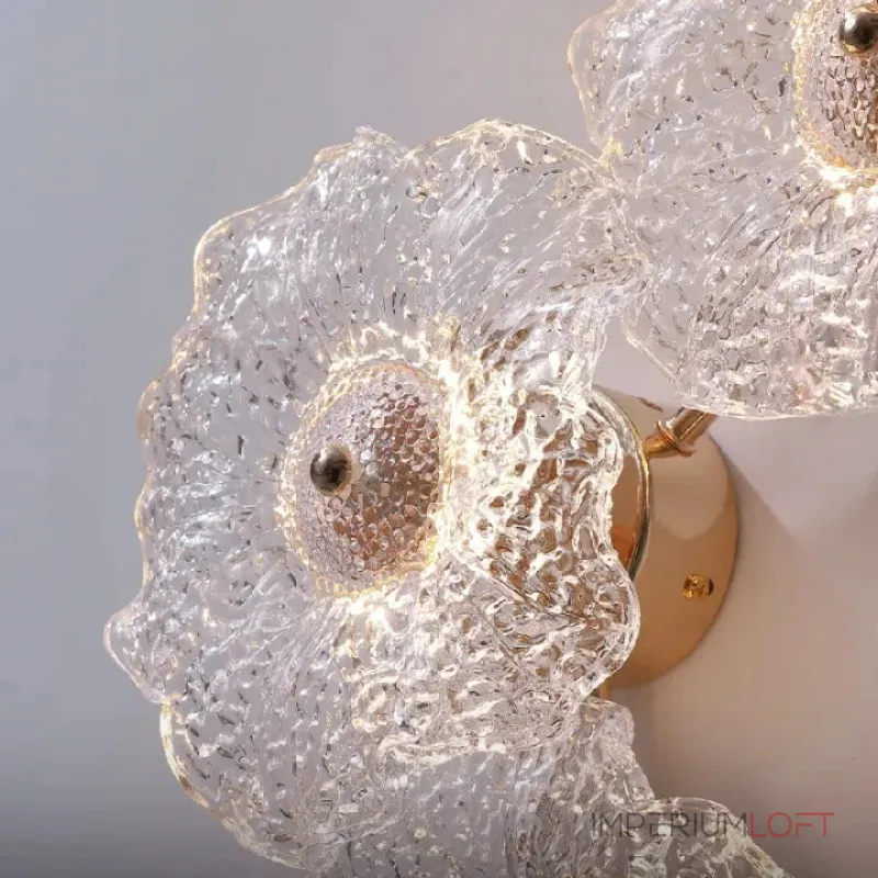 Серия настенных светильников с цветочным декором из прозрачного стекла ручной работы PAU P3 ImperiumLoft