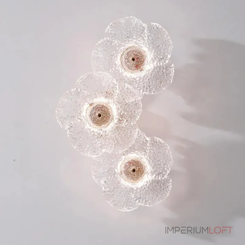 Серия настенных светильников с цветочным декором из прозрачного стекла ручной работы PAU P3 ImperiumLoft