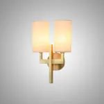 Настенный светильник с двумя цилиндрическими текстильными абажурами на латунной стойке CONSTANS Gold ImperiumLoft