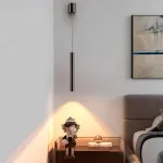 Светодиодный светильник с вытянутым цилиндрическим корпусом на регулируемом подвесе с округленным прямоугольным креплением ELNER Black 3000K ImperiumLoft