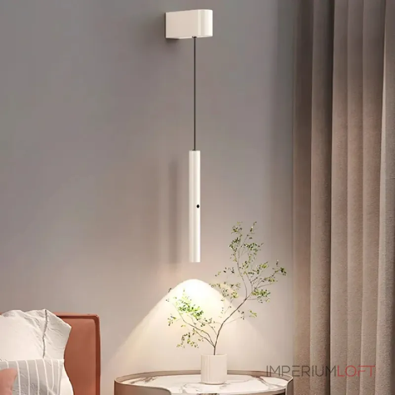 Светодиодный светильник с вытянутым цилиндрическим корпусом на регулируемом подвесе с округленным прямоугольным креплением ELNER White 3000K ImperiumLoft