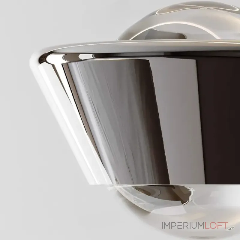 Серия настенных светильников с двунаправленным линзированным источником света на поворотном корпусе конической формы LOGE Silver ImperiumLoft