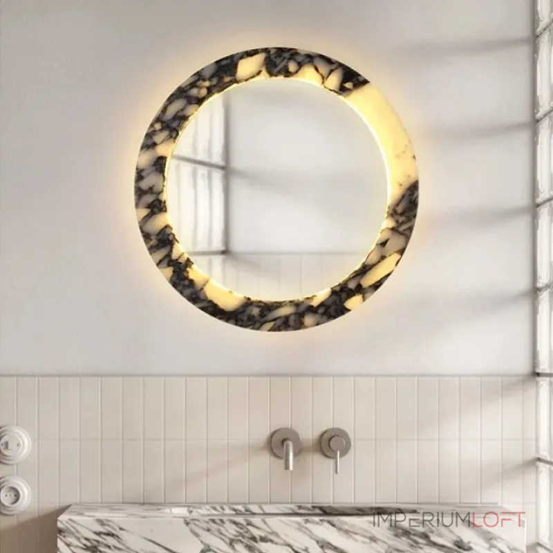 Круглое зеркало с корпусом из натурального фактурного мрамора с фоновой подсветкой ELIAS MIRROR ImperiumLoft Круглое зеркало с корпусом из натурального фактурного мрамора с фоновой подсветкой ELIAS MIRROR ImperiumLoft