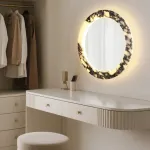 Круглое зеркало с корпусом из натурального фактурного мрамора с фоновой подсветкой ELIAS MIRROR ImperiumLoft