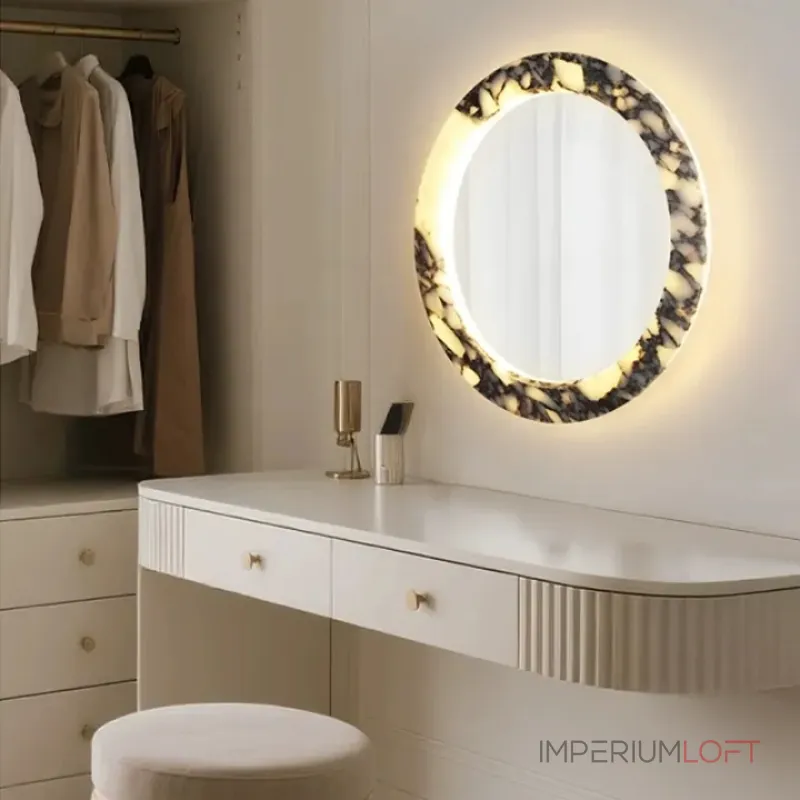 Круглое зеркало с корпусом из натурального фактурного мрамора с фоновой подсветкой ELIAS MIRROR ImperiumLoft Круглое зеркало с корпусом из натурального фактурного мрамора с фоновой подсветкой ELIAS MIRROR ImperiumLoft