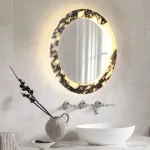 Круглое зеркало с корпусом из натурального фактурного мрамора с фоновой подсветкой ELIAS MIRROR ImperiumLoft