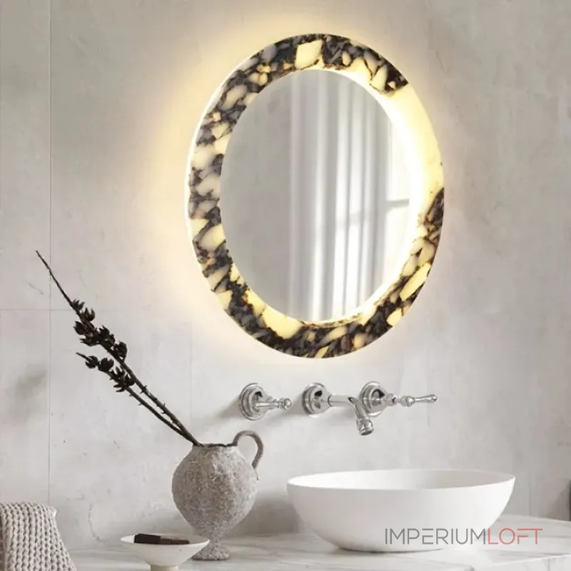 Круглое зеркало с корпусом из натурального фактурного мрамора с фоновой подсветкой ELIAS MIRROR ImperiumLoft Круглое зеркало с корпусом из натурального фактурного мрамора с фоновой подсветкой ELIAS MIRROR ImperiumLoft