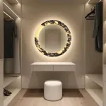 Круглое зеркало с корпусом из натурального фактурного мрамора с фоновой подсветкой ELIAS MIRROR ImperiumLoft