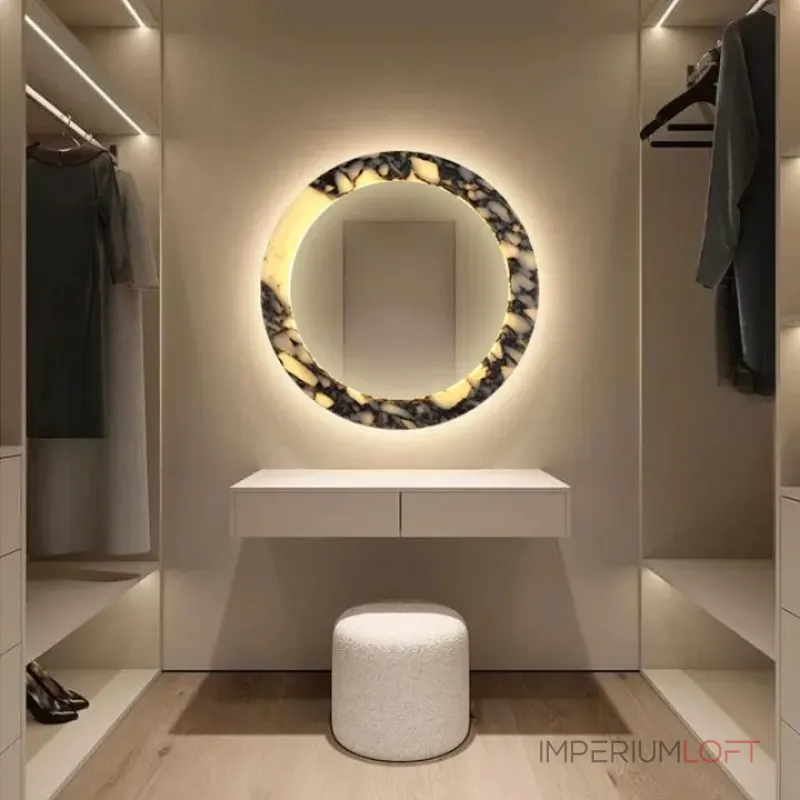 Круглое зеркало с корпусом из натурального фактурного мрамора с фоновой подсветкой ELIAS MIRROR ImperiumLoft Круглое зеркало с корпусом из натурального фактурного мрамора с фоновой подсветкой ELIAS MIRROR ImperiumLoft