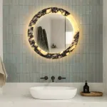 Круглое зеркало с корпусом из натурального фактурного мрамора с фоновой подсветкой ELIAS MIRROR ImperiumLoft