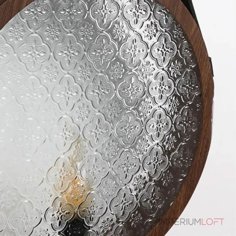 Серия настенных светильников с рельефным стеклянным плафоном в форме линзы на кожаном ремешке ODMAR Black ImperiumLoft