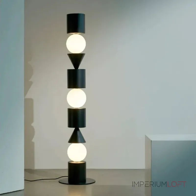 Светодиодный торшер из металла и стекла с композицией из чередующихся геометрических элементов DAMIEN от ImperiumLoft Светодиодный торшер из металла и стекла с композицией из чередующихся геометрических элементов DAMIEN от ImperiumLoft