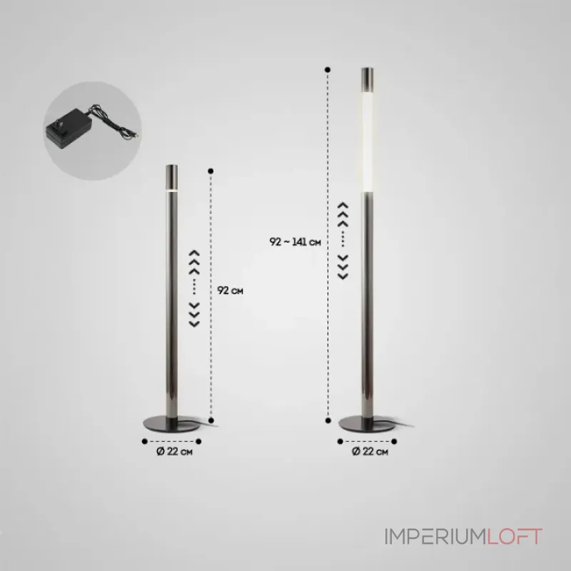 Серия минималистичных торшеров с регулируемым телескопическим рассеивателем на вертикальной стойке MILE Black от ImperiumLoft Серия минималистичных торшеров с регулируемым телескопическим рассеивателем на вертикальной стойке MILE Black от ImperiumLoft