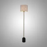 Серия торшеров с основанием из натурального травертина и текстильным плафоном на металлической стойке VALAND Black Travertin Len от ImperiumLoft