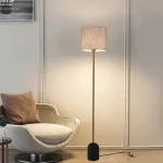 Серия торшеров с основанием из натурального травертина и текстильным плафоном на металлической стойке VALAND Travertin Djut от ImperiumLoft