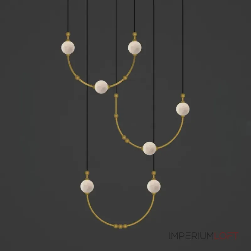 Серия подвесных светильников арочной формы с элементами из испанского мрамора и брашированой латуни VERITY B от ImperiumLoft