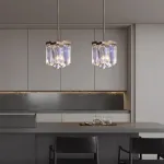 Подвесной светильник с абажуром из ограненных хрустальных пластин с эффектом красочных переливов DORIS от ImperiumLoft