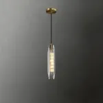 Дизайнерский подвесной светильник с вытянутым цилиндрическим плафоном из ограненного хрусталя ERFURT Clear от ImperiumLoft