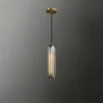 Дизайнерский подвесной светильник с вытянутым цилиндрическим плафоном из ограненного хрусталя ERFURT Grey от ImperiumLoft