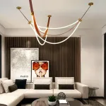 Светильник в виде кожаного ремня с закрепленными на нём двумя гибкими силиконовыми шнурами в текстильной оплетке с LED подсветкой OBERT B P2 3000 4000 6000K от ImperiumLoft