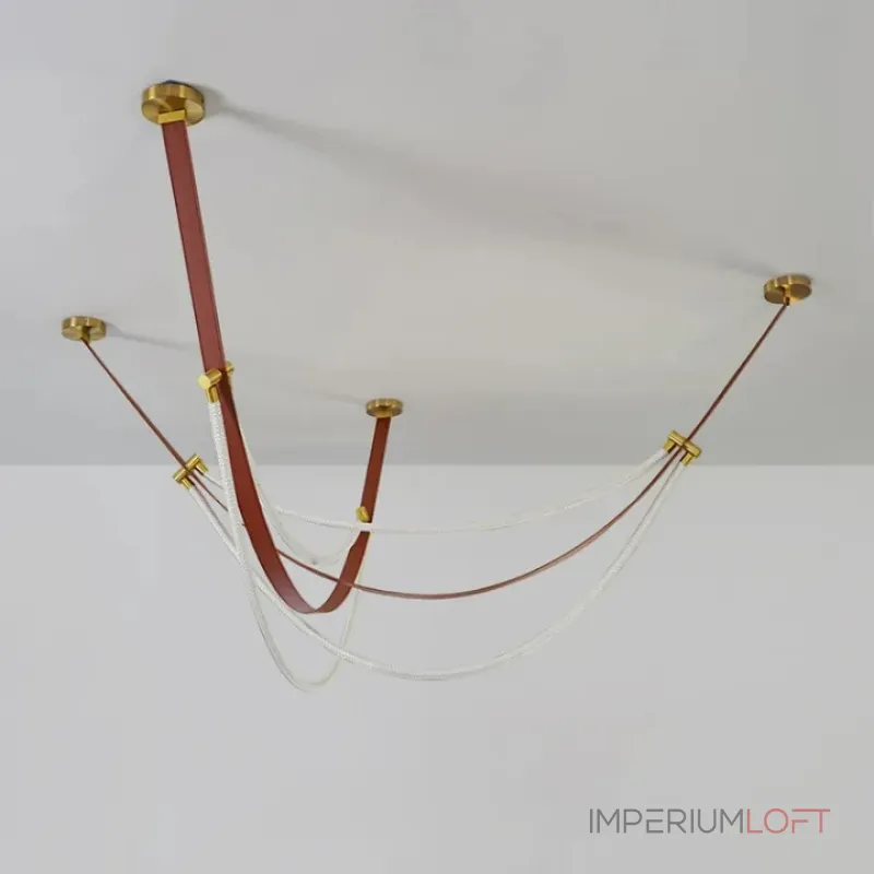 Светильник в виде кожаного ремня с закрепленными на нём двумя гибкими силиконовыми шнурами в текстильной оплетке с LED подсветкой OBERT B P2 3000 4000 6000K от ImperiumLoft