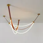 Светильник в виде кожаного ремня с закрепленными на нём двумя гибкими силиконовыми шнурами в текстильной оплетке с LED подсветкой OBERT B P2 3000 4000 6000K от ImperiumLoft