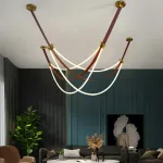 Светильник в виде кожаного ремня с закрепленными на нём двумя гибкими силиконовыми шнурами в текстильной оплетке с LED подсветкой OBERT B P2 3000 4000 6000K от ImperiumLoft