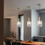 Серия подвесных светильников с рельефными плафонами из прозрачного стекла IRIS A от ImperiumLoft